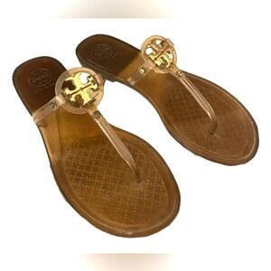 🧡Tory Burch Jelly Thong Gold Emblem Sandals🧡